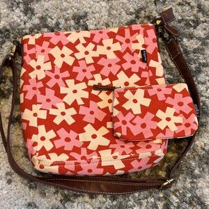 Maika Red and Pink Floral Crossbody Bag